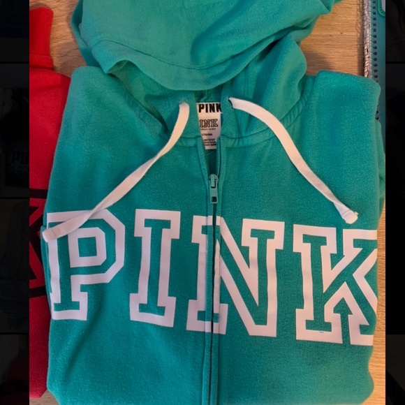 2 women’s PINK sweaters. Full zip up, with hoods. - Picture 2 of 3